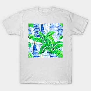 Ancient pagodas and banana leaves T-Shirt